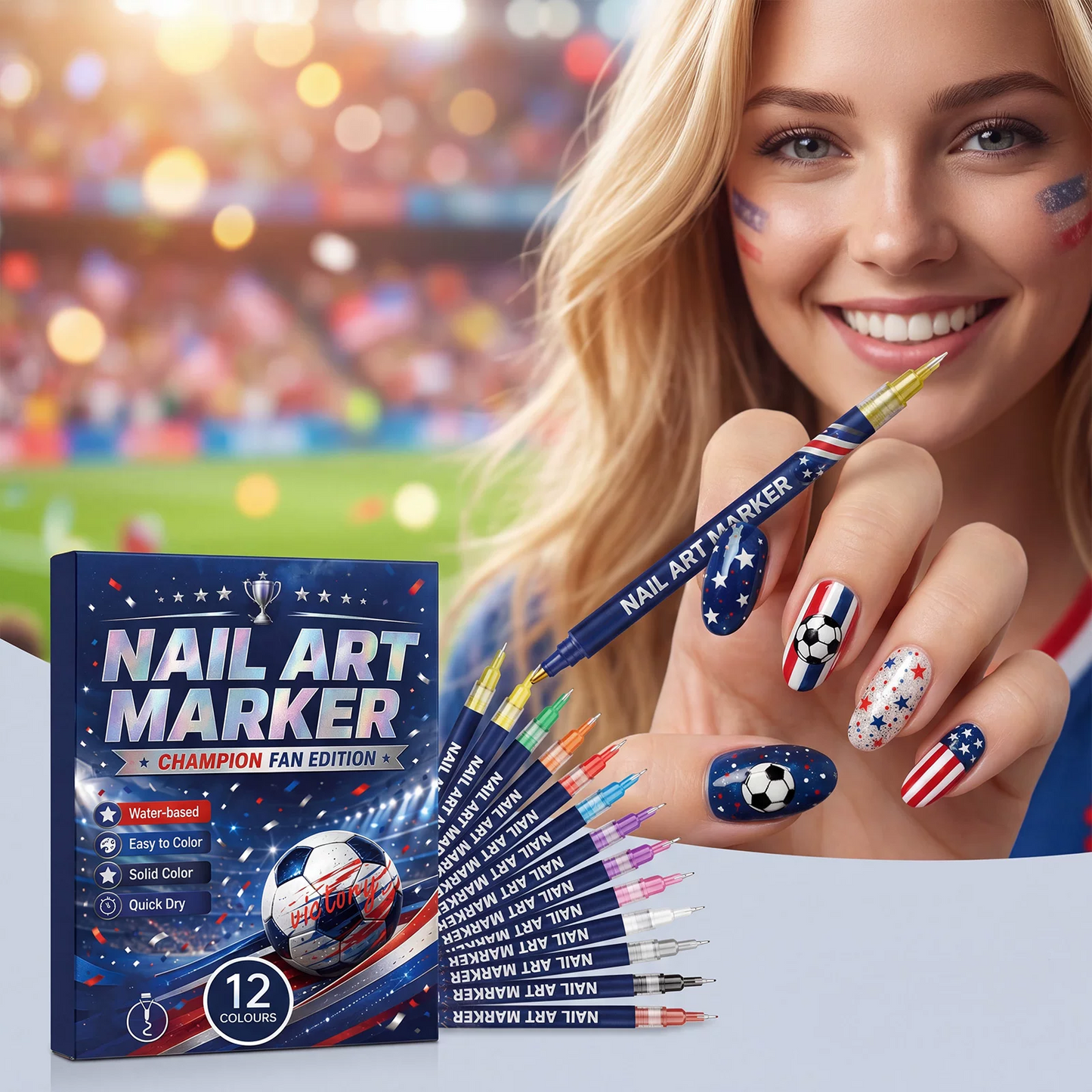 🔥 World Cup Fan Nail Art Pens⚽Nail Drawing Marker Set