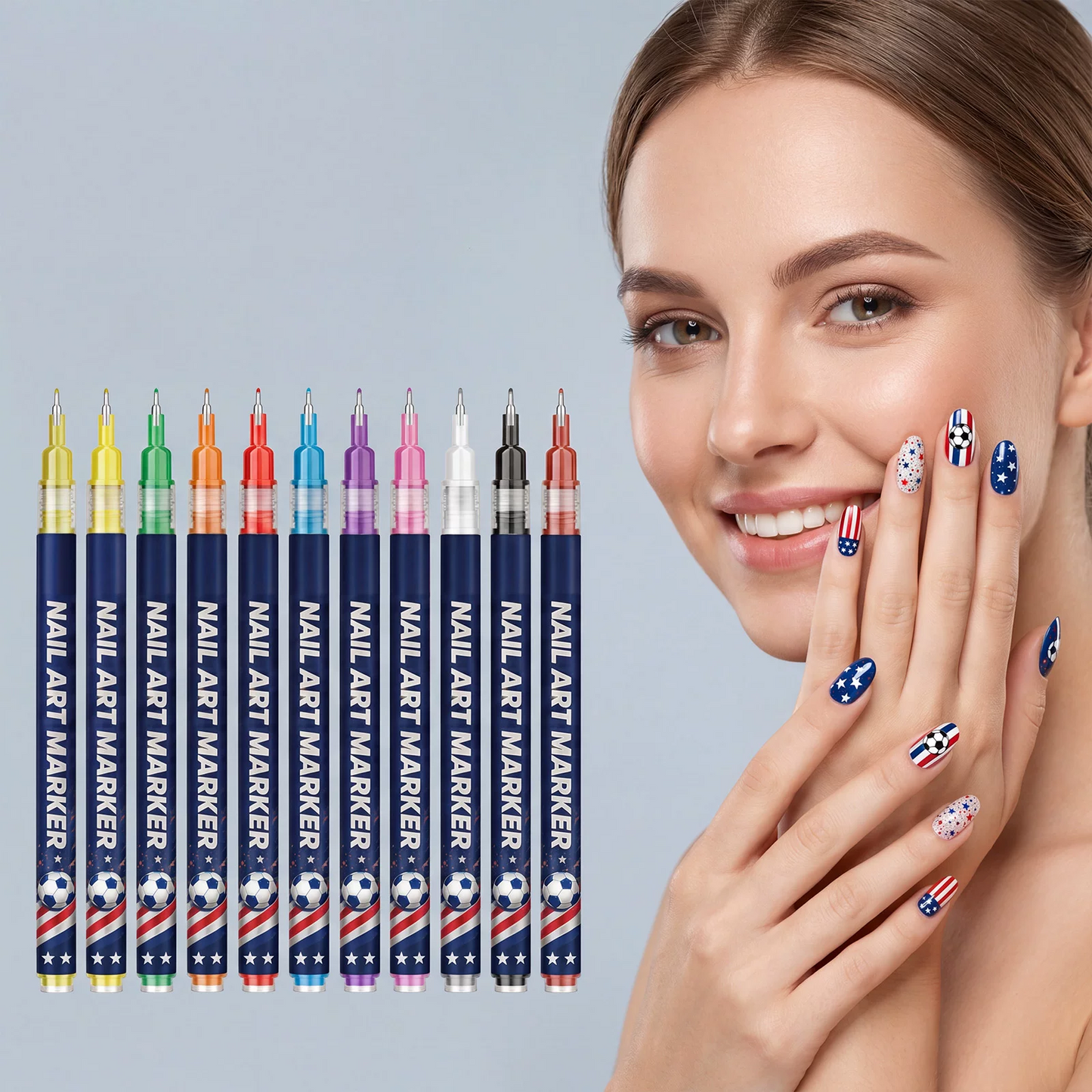 🔥 World Cup Fan Nail Art Pens⚽Nail Drawing Marker Set